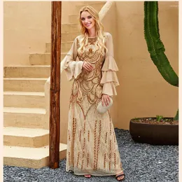 Ethnic Clothing Carzy Eleganckie muzułmańskie kobiety abaya długie maxi sukienka Turcja islam kaftan arabska suknia wieczorowa femme jalabiya caftan maroko