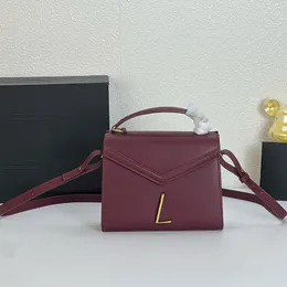 Designväska kvinnor plånbok bokstav handväska lyx äkta läder fast färg cross body väska loulou klassisk klaff designer axel väska crossbody väska woc solnedgång väska