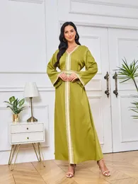 Ethnic Clothing Ramadan Mellanöstern Dubai Muslim Fashion Robe Women's Dress Saudiarabiska broderier Guld pärlspetsar Islam Abaya