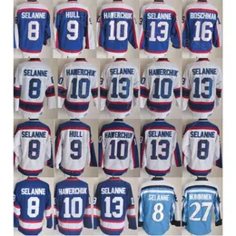 Man Vintage Hockey 10 Dale Hawerchuk Jerseys Retro Classic 16 Laurie Boschman 9 Bobby Hull 27 Teppo Numminen 8 Teemu Selanne Embroidery Retire CCM Blue White High