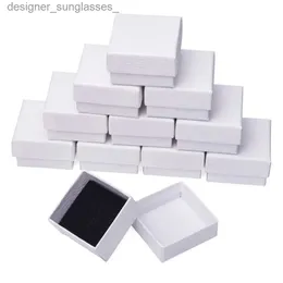 Smyckeslådor 15/18/24 st Rektangel Square Cardboard smycken Box Tan Black Marble White för ringhalsband armband DIY Presentförpackning SuppliesL231006