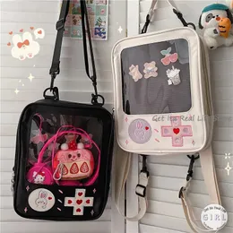 School Bags Cute Clear Kawaii Ita Bag Backpack Pin Dispaly Transparent Rucksack Women Shoulder Bunny Girls Japanese Lolita H225 231005