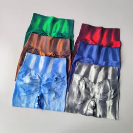 Strój jogi aurora fitness szorty wysokie wynagrodzenie w jamie brzusznej napinanie bioder pokazujący sportowe spodnie trójstronne krawat barwione brzoskwiniowe nogami szybkie 231005