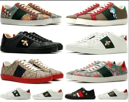 Av högsta kvalitet män kvinnor casual skor designer sneakers ess bin orm tiger broderade vita gröna röda ränder kvinnor skor sneaker unisex promenad sports tränare u54