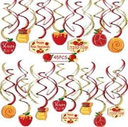 Outros suprimentos para festas de eventos 45 unidades Je Ano Pendurado Decorações Rosh Hashanah Pendurados Redemoinhos para Je Shana Tova Party Decor Supplies 231005