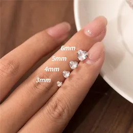 Stud Küpe Lavifam 925 STERLING Gümüş Tek Zirkon Kalp Aşk Kadınlar İçin Küçük Kulak Piercing Takı Brincos