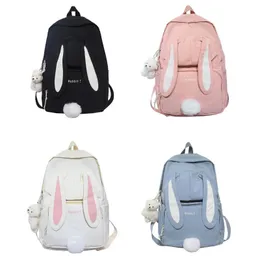 학교 가방 귀여운 토끼 귀 배낭 십대 소녀 여성 대용량 kawaii daypack 나일론 캐주얼 한 학생 책가방 231005