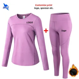 Yoga Outfit Winter Warme Fleece 2 stücke Sport Anzug Frauen Gym Fitness Schnell Trocknend Stretch Running Set Sportswear Workout Trainingsanzug benutzerdefinierte 231005