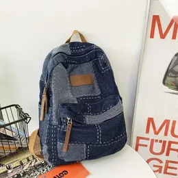 School Bags Vintage Denim Women's Backpack Large Capacity Bag For Girls Fashion Casual Female Travel 231005