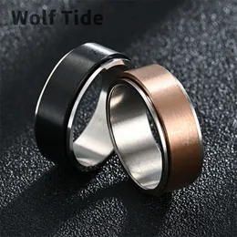 Wolf Tide Nowe 8 mm puste tytanowe stalowe pierścienie palce Pierścienie anty lęk i dekompresja męskie obracające się pary hurtowa