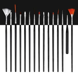 15 Pcs Professional Gel Nail Brushes 15 Sizes Nail Art Acrylic Brush Pens Wooden Handle Dotting Drawing Paint Brush Set ZZ