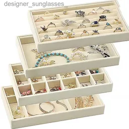 Smycken lådor sammet smyckesfack förvaringslåda liten stapel beige smycken lådor arrangör låda infoga hållbar display örhänge casel231006