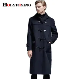 Men's Wool Blends Horn Button Men's College Style Hooded Woolen Coat Thick LooseFit England Cashmere Wool Long Mens Coats and Jackets 6XL NZ314 231005