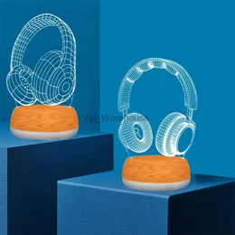 Lâmpadas de mesa 7 cores LED 3D Light Night Lamp Music Note fone de ouvido Lâmpada de mesa para quarto USB ou AA Power Table Night light para festa Home Decor YQ231006