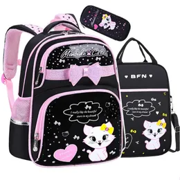 Sacos escolares bonitos meninas sacos de escola moda ortopédica primária mochilas bagpack desenhos animados gato impressão princesa mochilas crianças bookbags mochila 231006