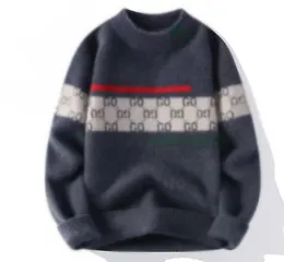 Мужские дизайнерские свитера Элитный бренд пуловер с круглым вырезом в контрастные полоски повседневное пальто с длинным рукавом Мужская одежда