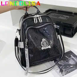 School Bags Fashion Sequin's Backpack High Quality Bookbag Soft Leather for Teenagers Girls 3 In 1 Ladies Travel Bagpacks 231005