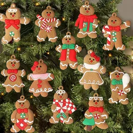 Weihnachtsdekoration, 12 Stück, Lebkuchenmann-Ornamente für den Weihnachtsbaum, verschiedene Kunststofffiguren, Ornamente für Weihnachtsbaum-Hängedekorationen, 231005