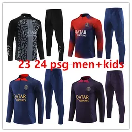 23 24 Paris MBAPPE Soccer Jersey Tracksuit 2023 2024 Classic Style Es Training Suit Long Sleeve SERGIO RAMOS VERRATTI ICARDI Adult Kids