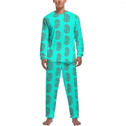 メンズスリープウェアbタイガーパジャマ仮想通貨メンズロングスリーブトレンディパジャマセット2ピースカジュアルスプリングホームスーツの誕生日