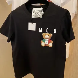 Cartoon Bear Solid вышивка мужские женские топы Tees Tees Японский и корейский стиль летняя футболка Pure Cotton Casual Loak Ship Short Riceves Негабаритные T-рубашки S-5XL 667