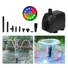 Trädgårdsdekorationer 10W15W Ultra-Quiet Submersible Water Fountain Pump Filter Fish Pond Aquarium Water Pump Tank Fountain med 12 LED-ljus 231005