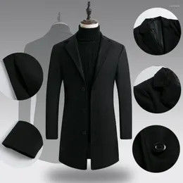 Men's Trench Coats Men Jacket Long Sleeves Autumn Coat Lapel Buttons Woolen