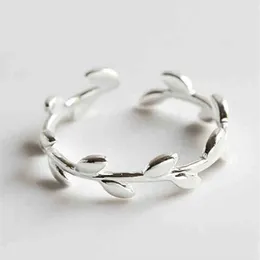 Кольца кластера Оливковая ветвь Простой лист дерева Стерлинговое серебро 925 пробы Регулируемое вечернее кольцо для женщин Персонализированный дизайнерский лакомый драгоценный камень2594
