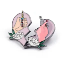 Whole 20pcs BUDS Brooches Friends Enamel Lapel Pins Broken Heart Smoke Cigarette With Hand Hat Jewelry Accessories 2328S