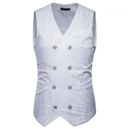 Men's Vests White Paisley Double Breasted Dress Suit Vest Men 2021 Brand Slim Fit Wedding Grom Prom Waistcoat Gilet Costume X324L