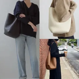 أكياس التسوق Ins Blogger Design Girls 'Girls Real Leather Bucket Bag Top Layer Cow Leathe