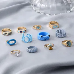 Cluster-Ringe, 12 Stück, stilvolles Fingerband, Geschenk, offener Ring, feine Verarbeitung, auffälliges Strass-Herz