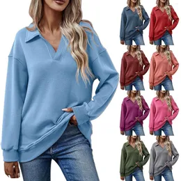 Damen Hoodies Damen Zippe Sweatshirt Herbst und Winter Mode lässig Revers Langarm Innen H Hoodie Aubergine Pullover