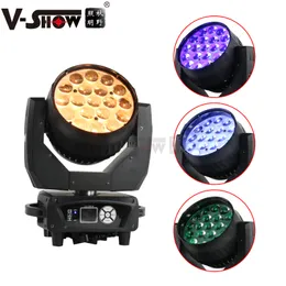 V-Show Moving Head Light 19x15W RGBW 4in1 Aura Zoom Wash with Clamp القابلة للطي لـ DJ Disco and Party