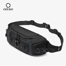 Waist Bags OZUKO Fashion Men Waist Bag Outdoor Sports Tactical Fanny Pack Multifunction Waterproof Male Chest Bag Mens Crossbody Bags Bum 231006