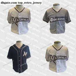 NEU College Wears Herren Northwest Arkansas Naturals Weißgrau Marineblau Benutzerdefinierte doppelt genähte Baseball-Trikots Hochwertig