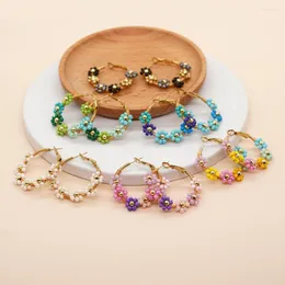 Hoop Earrings BohoBliss Design Daisy Miyuki Beads Earring Colorful Flower Ear Ring Statement For Women Summer Jewelry