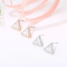 Brincos de garanhão rosa ouro triângulo zircônia cúbica para mulheres cor geométrica moda jóias festa presente de casamento 2023
