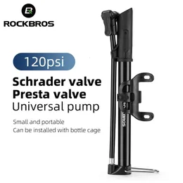 مضخات الدراجة Rockbros مضخة الدراجات 120psi 150psi 160psi 300psi مضخة نفخ الهواء الدراجة AV/FV Mini Portable Tyre Cycling Pumps 231005