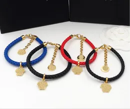 Nuova estate semplice ROSSO PU corda catena collana braccialetto bellezza testa pendente versatile set di gioielli squisiti regali di gioielli HMS32 --032887