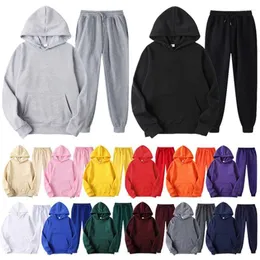 Men's Tracksuits Blank Fleece Sweatpants And Hoodie Set Unisex Jogging Suits Sweatsuit Men Joggers For Chandals Para Hombre