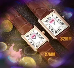 Square Roman Dial Women Men Lovers Watch quartz battery super Tank Series Clock all the crime Genuine Leather Ultra Thin highend WristWatch Gift