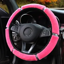 Steering Wheel Covers Universal Elastic 37-38cm Soft Plush Rhinestone Car Cover Interior Parts Steering-Cover Protector Auto Accessori