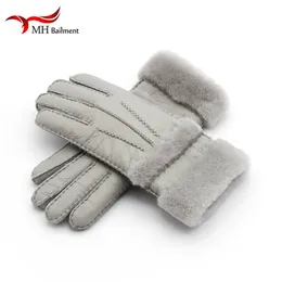 Five Fingers Gloves Top Quality Genuine Leather Warm Fur Glove For Women Thermal Winter Fashion Sheepskin Ourdoor Thick Five Finger Gloves G5 231006