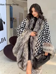 Pelliccia sintetica da donna Pelliccia sintetica invernale Cappotto freddo da donna Pelliccia sintetica Cappotto da donna Elegante ispessito Designer di lusso Temperamento Giacca in peluche Scialle Mantella di pelliccia 231006