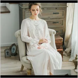 Kvinnors cfyh Autumn Winter Sleepwear Solid Ladies Dresses Princess Long Sleeve Nighties Modal Lace Indoor Clothing Sexy Nightgowns1260d