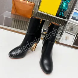 Brand Designer Genuine Leather Women Ankle Boots Round Toe Ladies Zip Boots Female Runway Dress Party Shoes Botas for Women