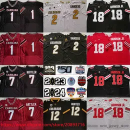 콜로라도 버팔로 2 Shedeur Sanders 12 Travis Hunter Jersey NCAA Football 18 Marvin Harrison Jr. Deebo Samuel Spencer Rattler Jerseys 공개 남자 여자 청소년 아이들