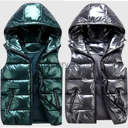 Women's Down Parkas Winter Vests Hooded Glossy New Bright Color Vest vadderad jacka ärmlös kvinnlig väst Student varm jacka förälder-barn J231006