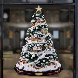 Dekoracje świąteczne świąteczne kryształowe drzewo Święty Święty Święto Snowman Rotating Sculpture Window Paste Naklejka Zima Rok Dekoracja domu 20x30 cm 231005